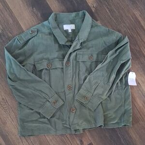 NWT Time and Tru Army Green Button Down Crop Utility Jacket in XL